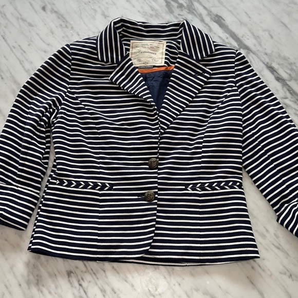 Anthropologie Cartonnier Navy White Striped Jacket Size Small - Picture 1 of 8